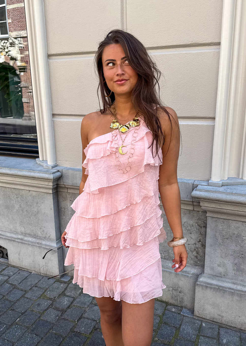 Women's Mini Dress | Asymmetrical Ruffle Design, Summer Casual