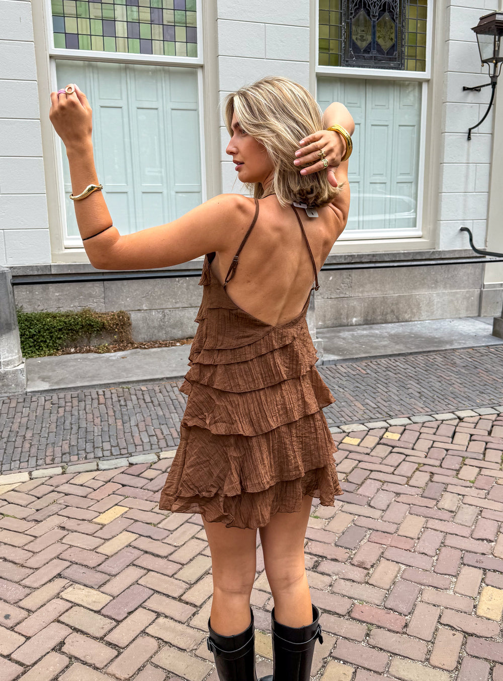 Women's Mini Dress | Asymmetrical Ruffle Design, Summer Casual