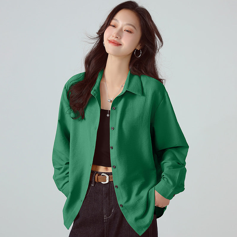 Loose Textured Long Sleeve Shirt – Casual All-Match Style