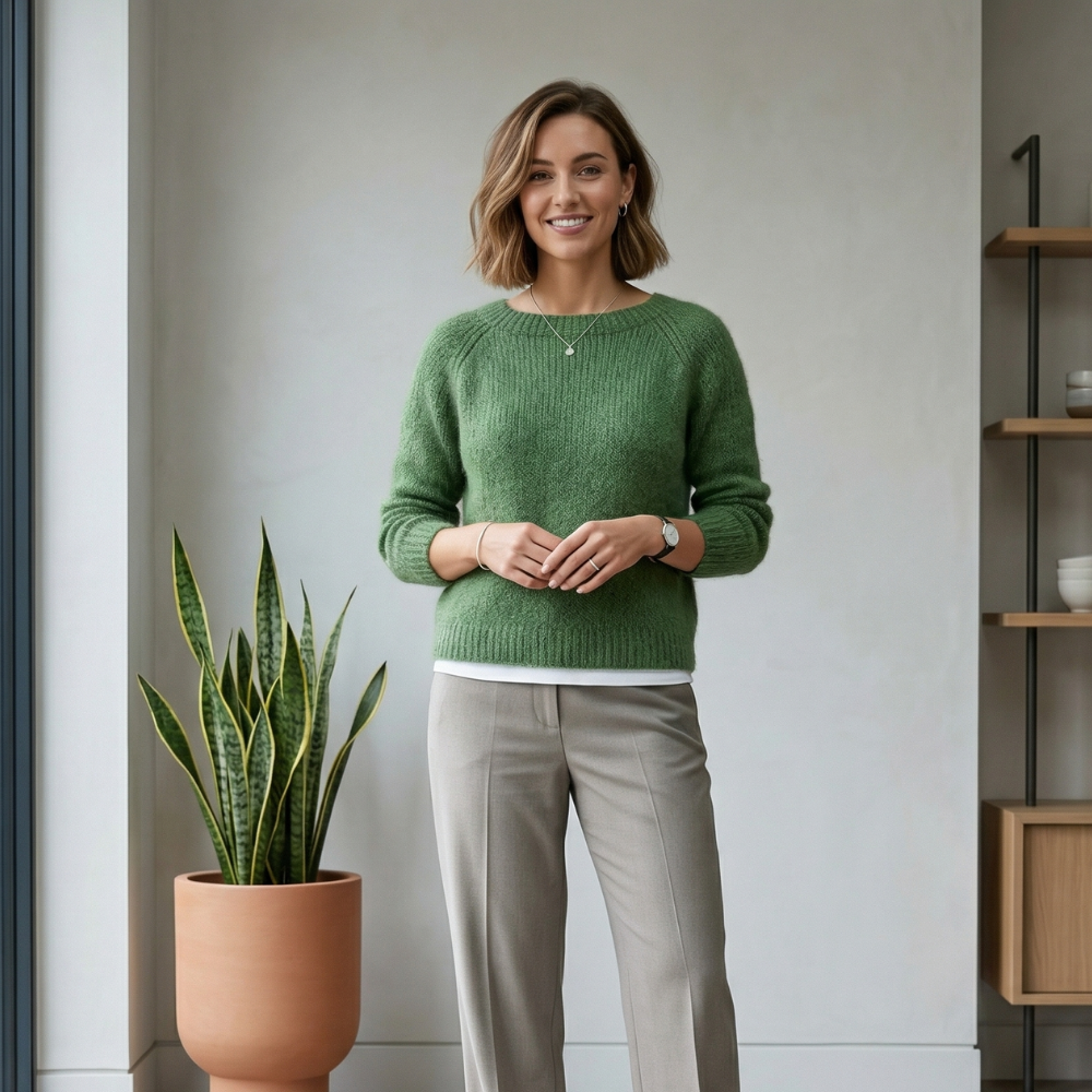 Women’s Knit Sweater | Green, Casual Comfort | Soft, Stylish, Cozy