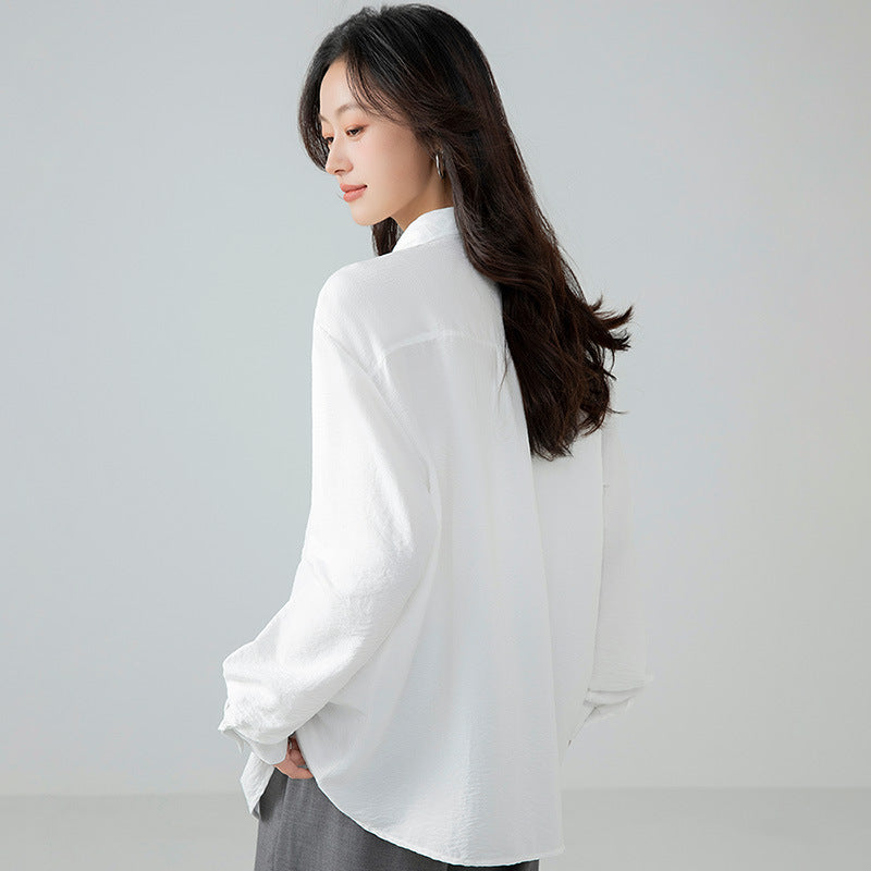 Loose Textured Long Sleeve Shirt – Casual All-Match Style
