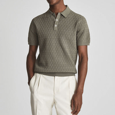 Men's Textured Stitch Polo – Short-Sleeve Classic Shirt