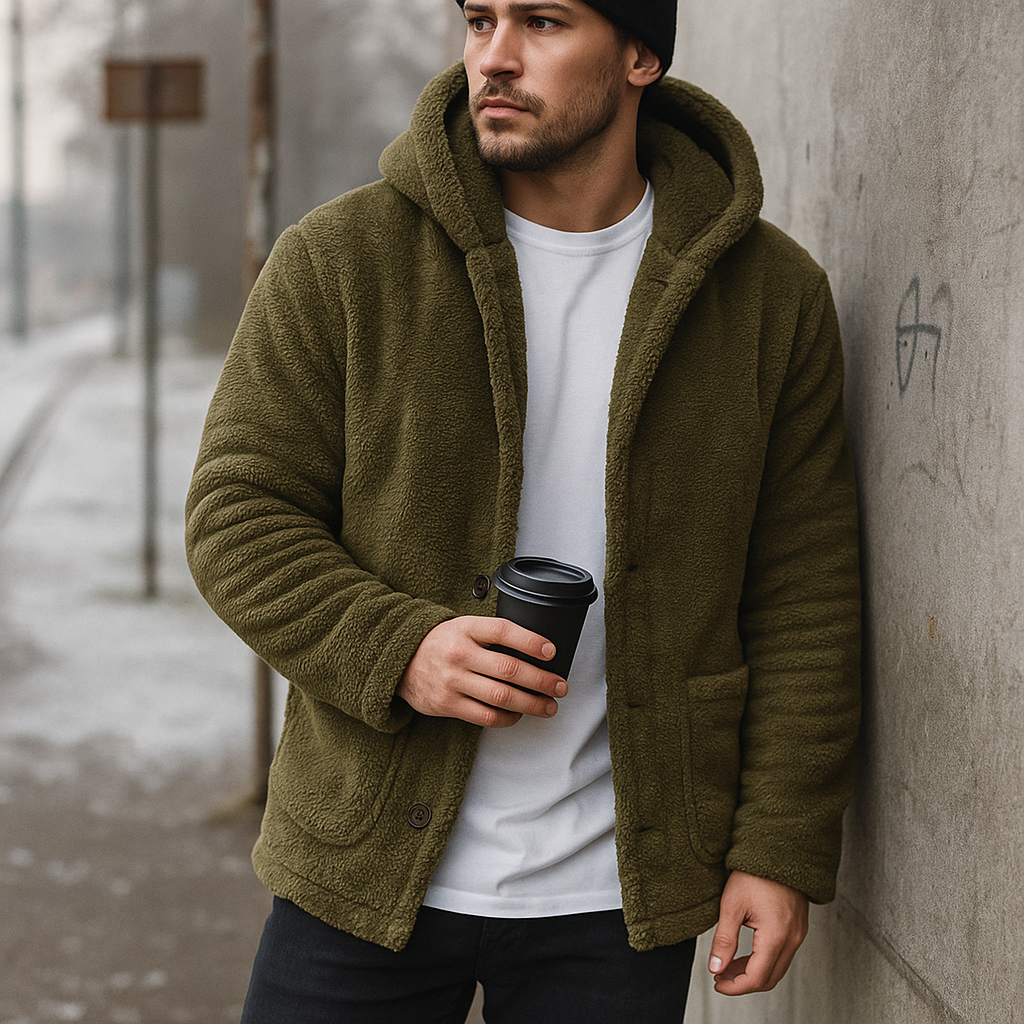 Men's Fleece Hooded Sweatshirt - Warm Soft Pullover - Cozy