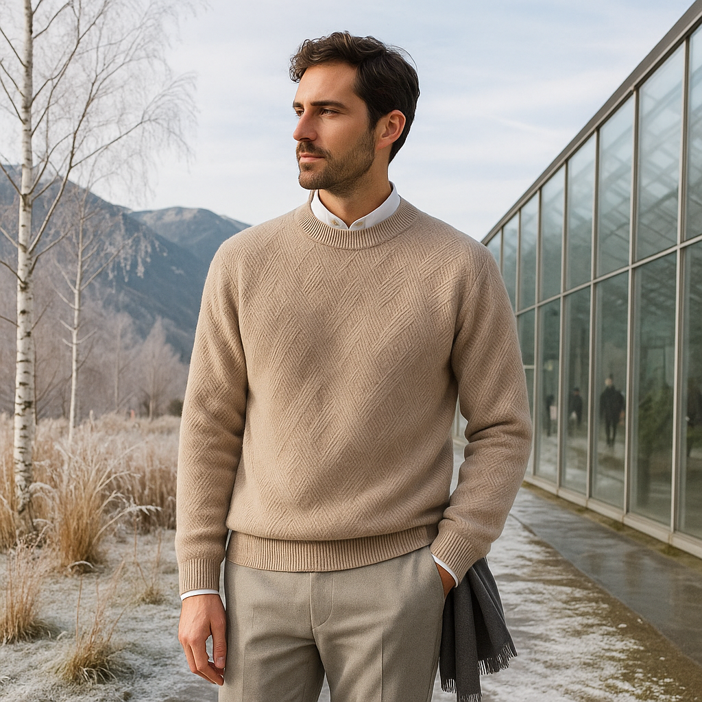 Elegant Men's Cashmere Sweater - Various Colours