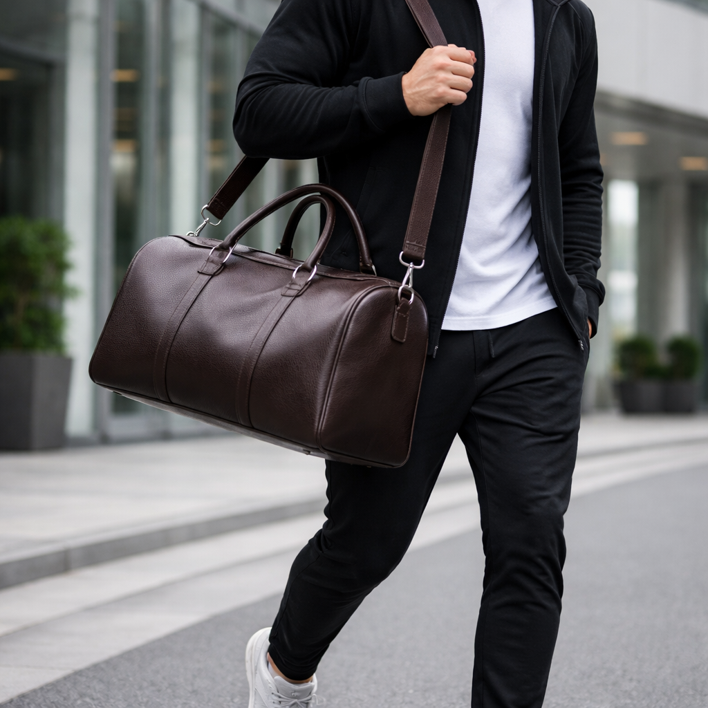 Retro Leather Sport Bag Weekender Duffle - Large Capacity - Travel & Sports