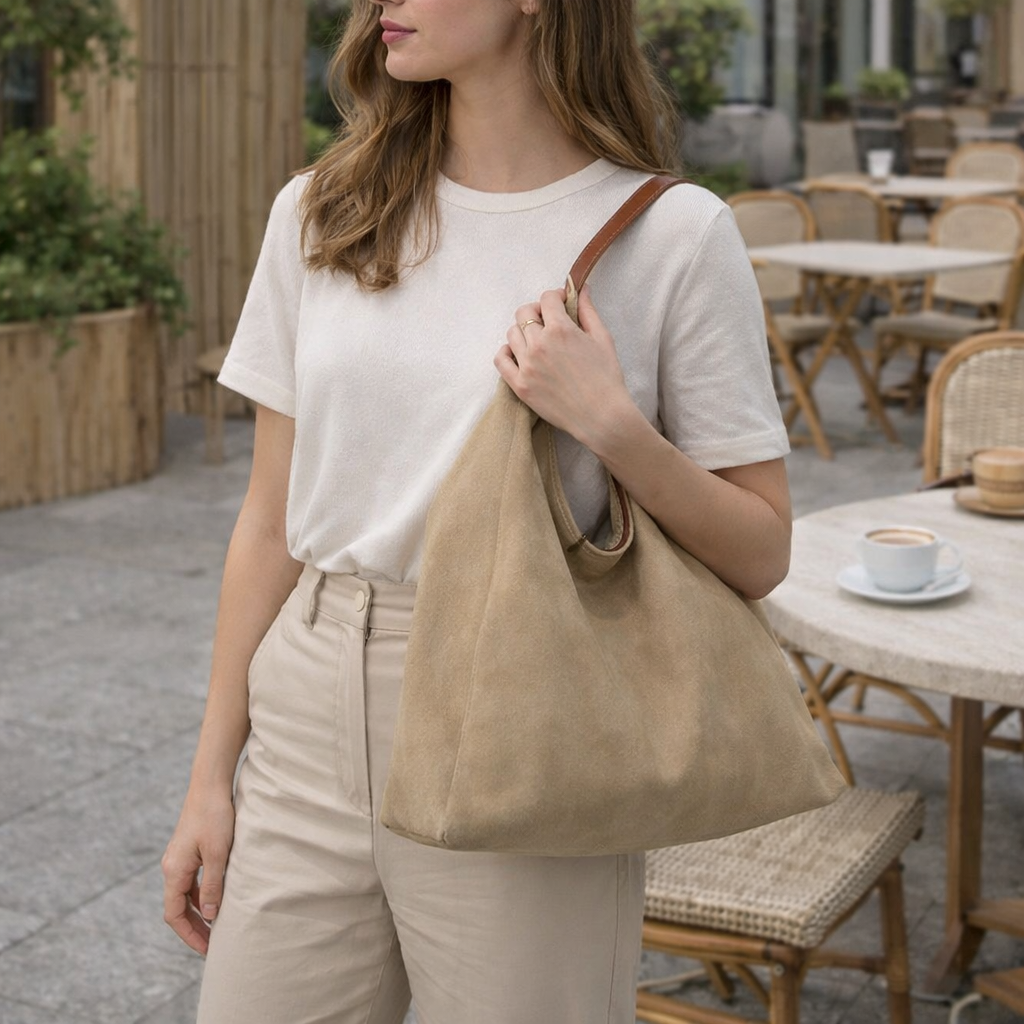 Gigi - Suede Shoulder Bag - Luxury Tote