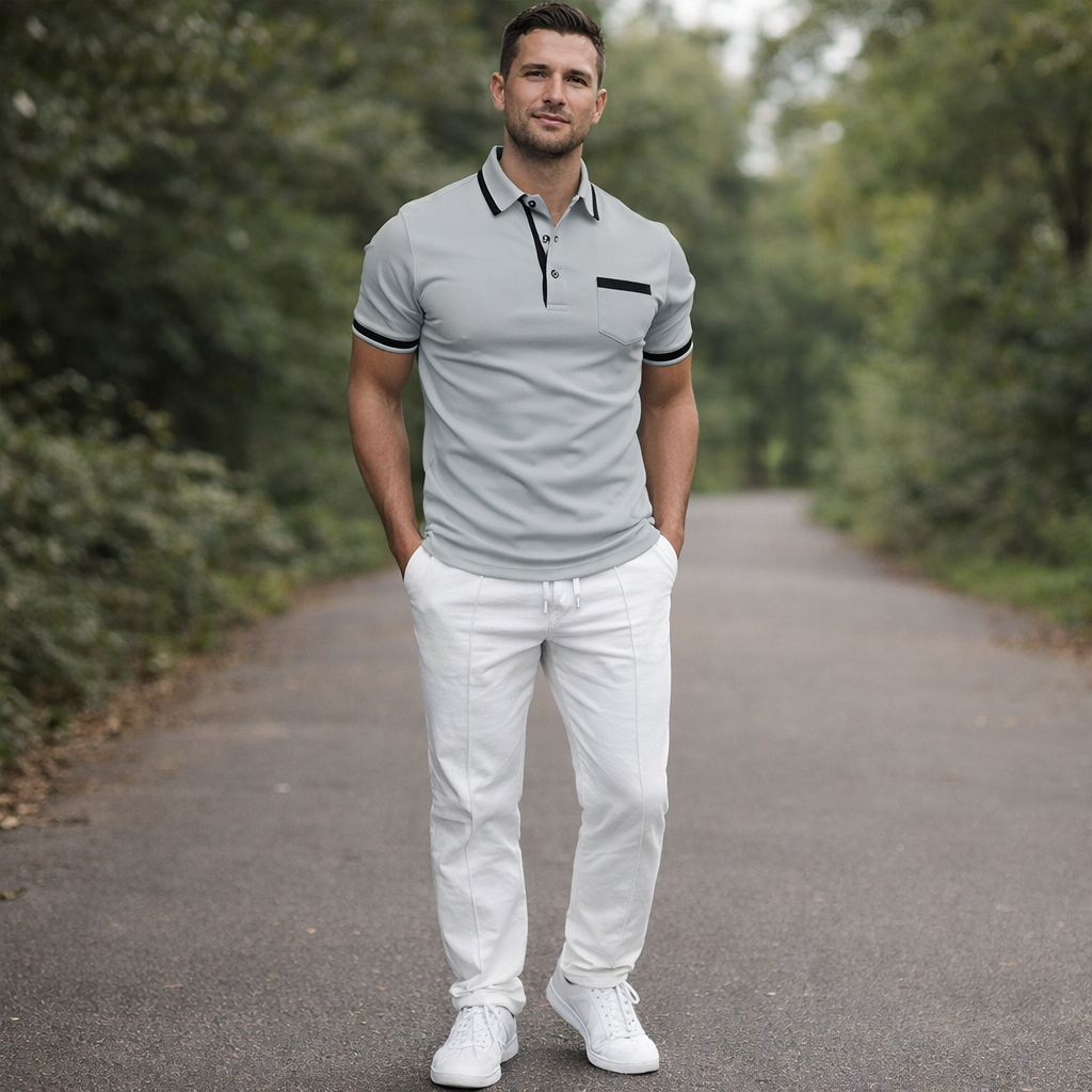 Endymion Men's Fitted Polo Shirt | Sleek & Bold Trim