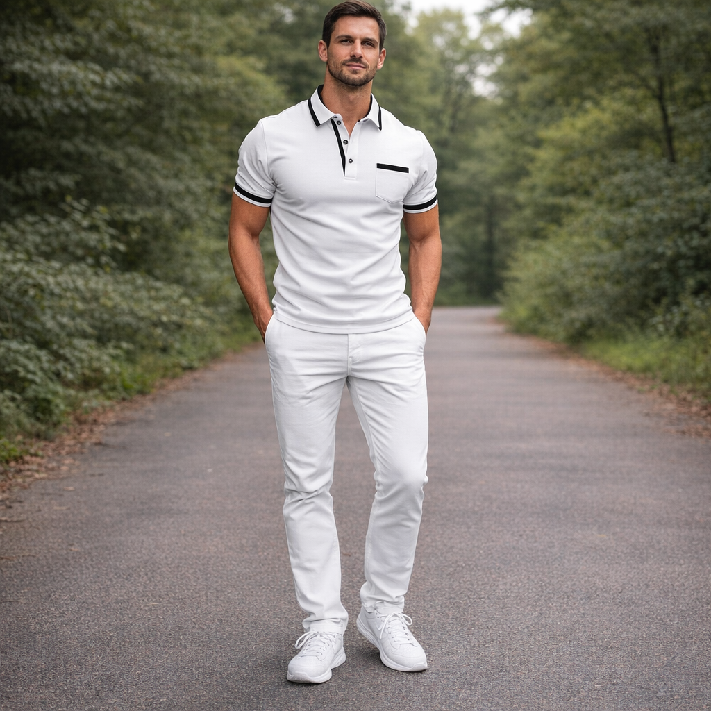 Endymion Men's Fitted Polo Shirt | Sleek & Bold Trim