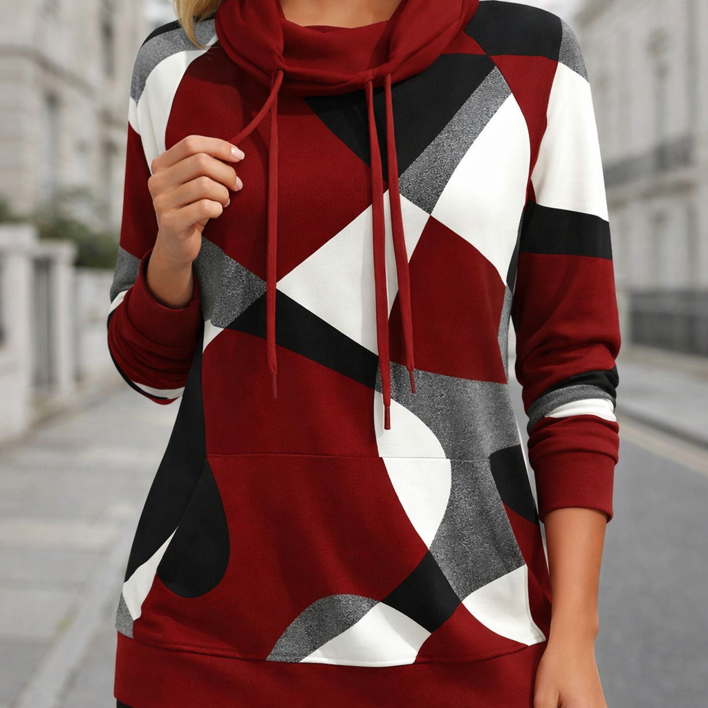 Women's hoodies geometric print casual pullover