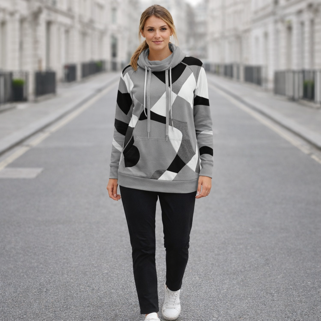 Women's hoodies geometric print casual pullover