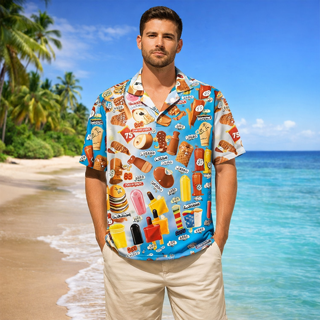 Ice Cream Polo Shirt for Men | Short Sleeve, Button-Up | Fun, Casual