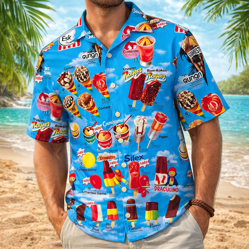 Ice Cream Polo Shirt for Men | Short Sleeve, Button-Up | Fun, Casual