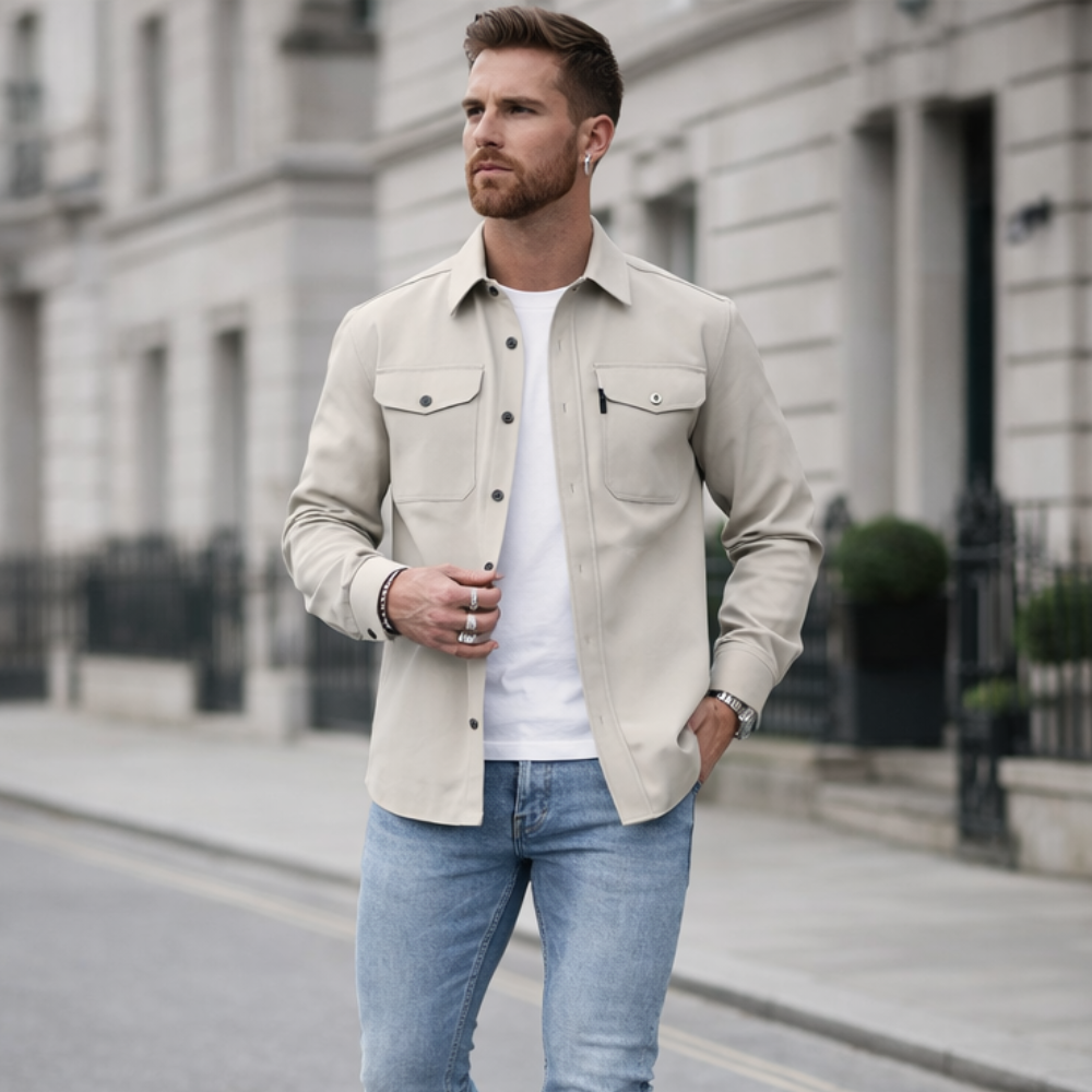 Men's Overshirt | Button-Up, Long Sleeve Jacket | Stylish, Versatile