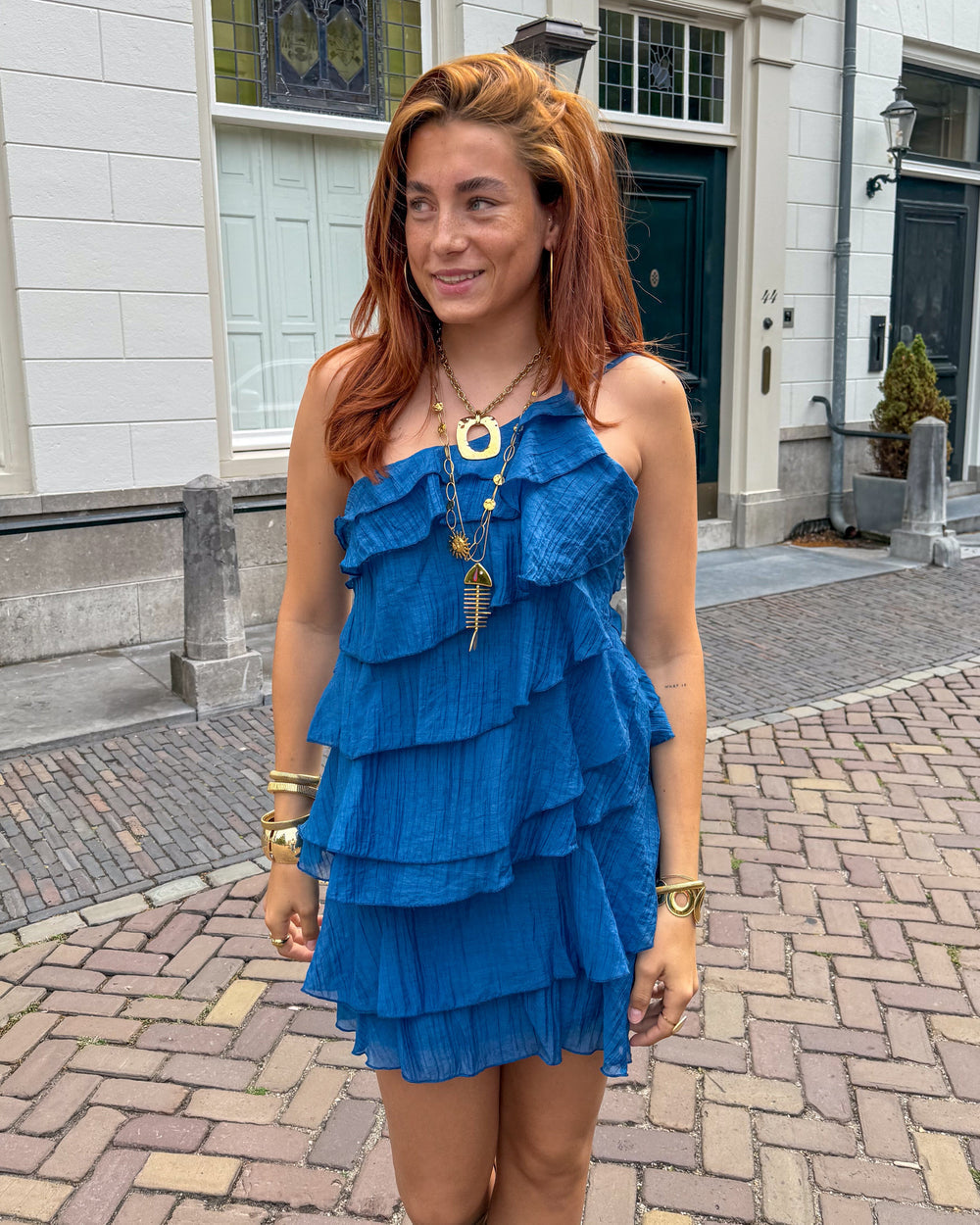Women's Mini Dress | Asymmetrical Ruffle Design, Summer Casual