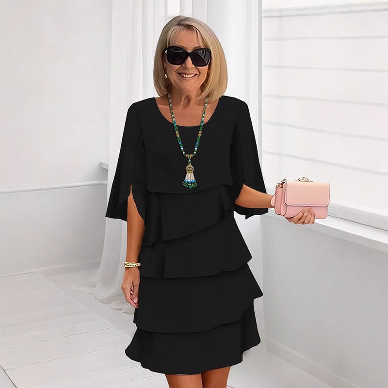 Marlow Layered Dress with Puff Sleeves for Women