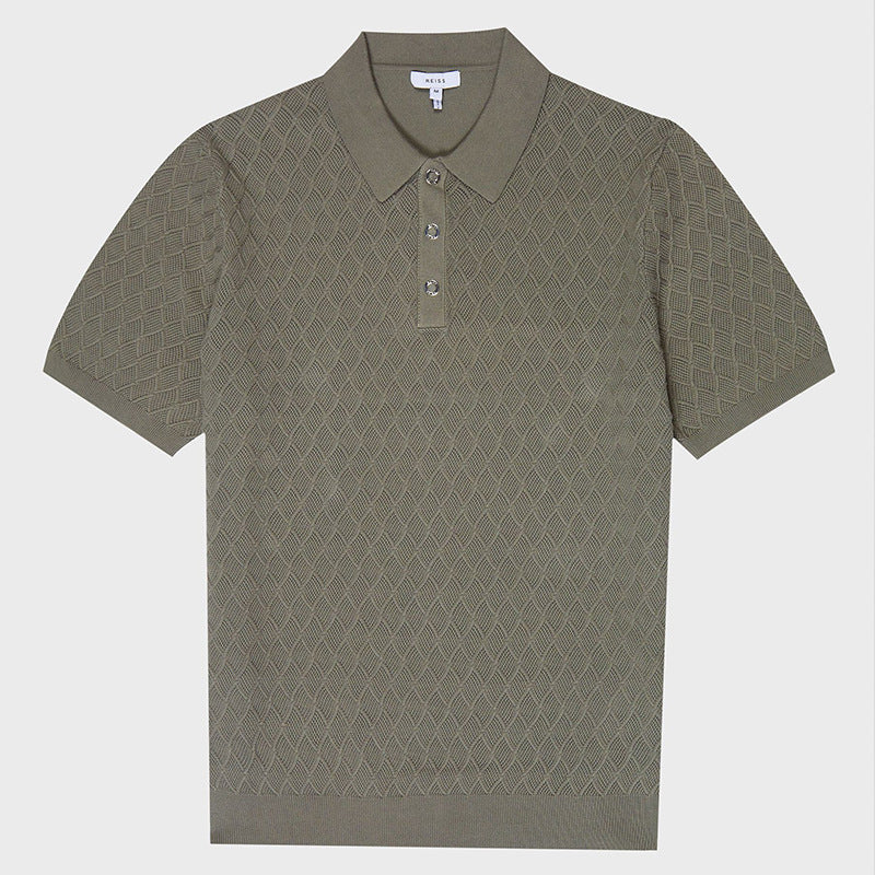 Men's Textured Stitch Polo – Short-Sleeve Classic Shirt