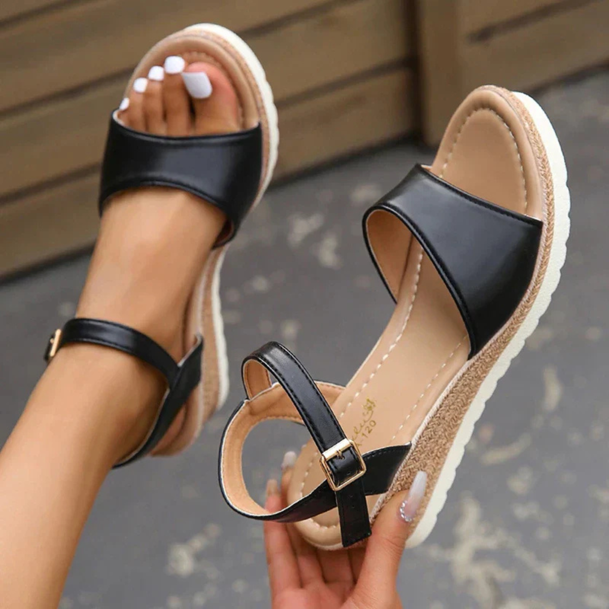 Women's Orthopedic Sandals | Leather, Arch Support | Black, Beige