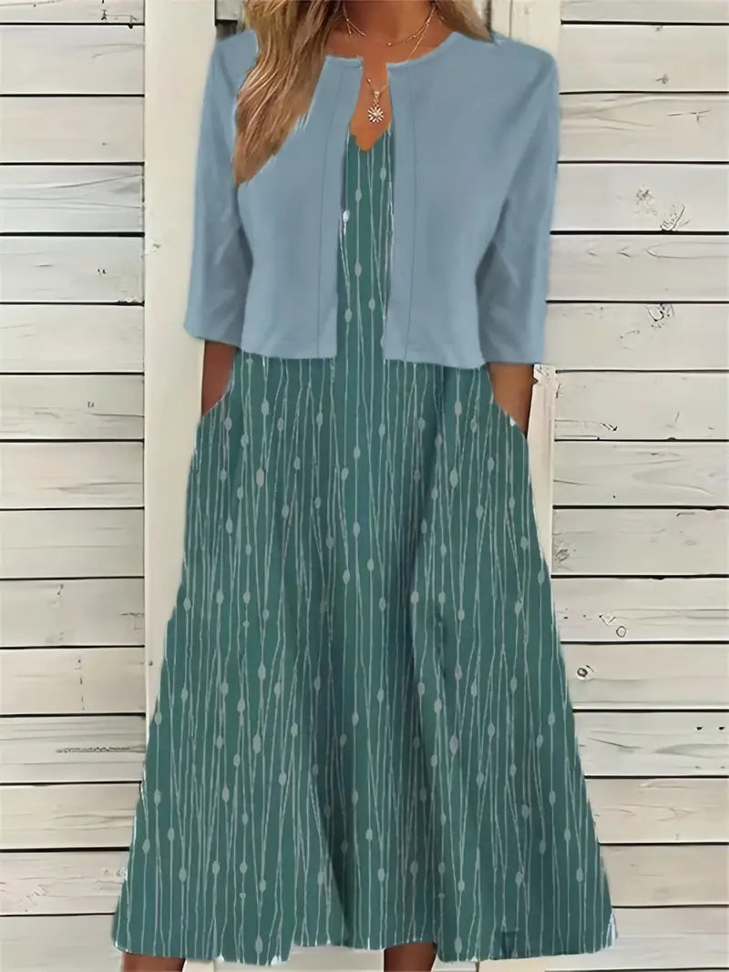 Floral Summer Dress Women | Two-Piece Set, Crop Top | Cotton Blend