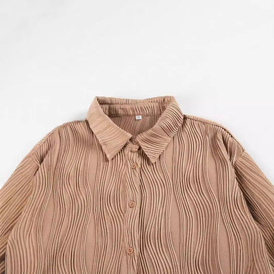 Women's Plus Size Shirt – Fashionable Button Design with Fold-Down Collar