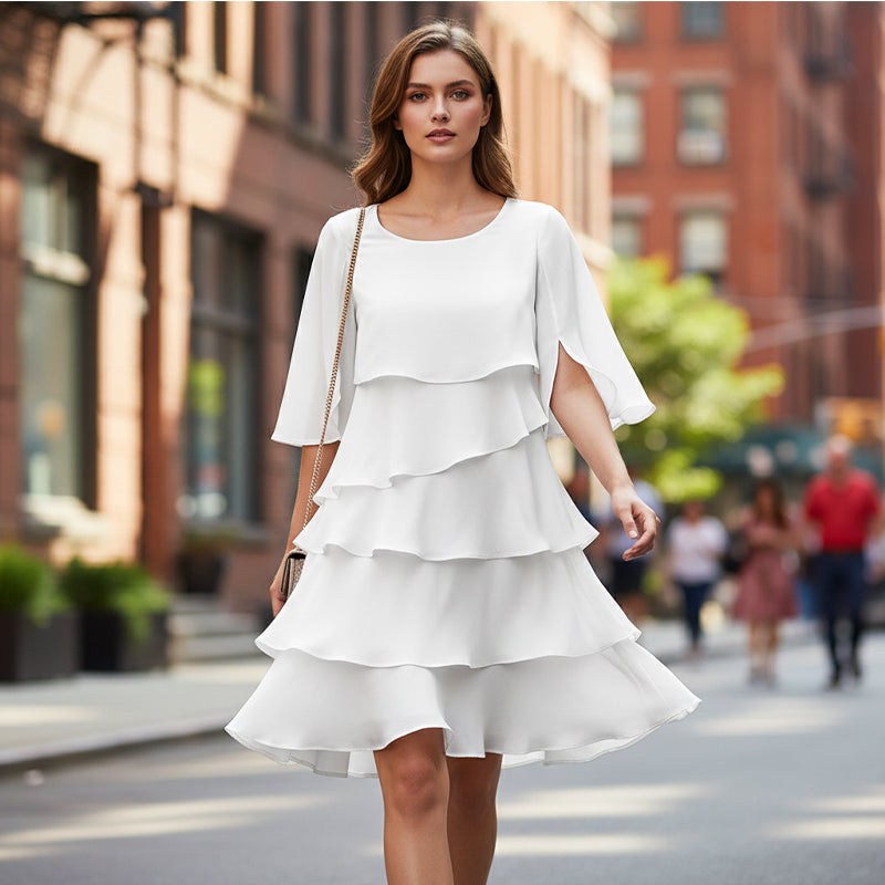 Marlow Layered Dress with Puff Sleeves for Women  -   - Random/recent best seller