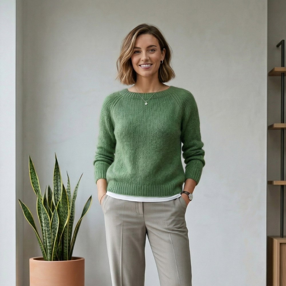 Women’s Knit Sweater | Green, Casual Comfort | Soft, Stylish, Cozy