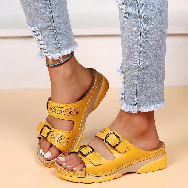 Women's Orthopedic Sandals | Brown Leather, Cushioned Sole