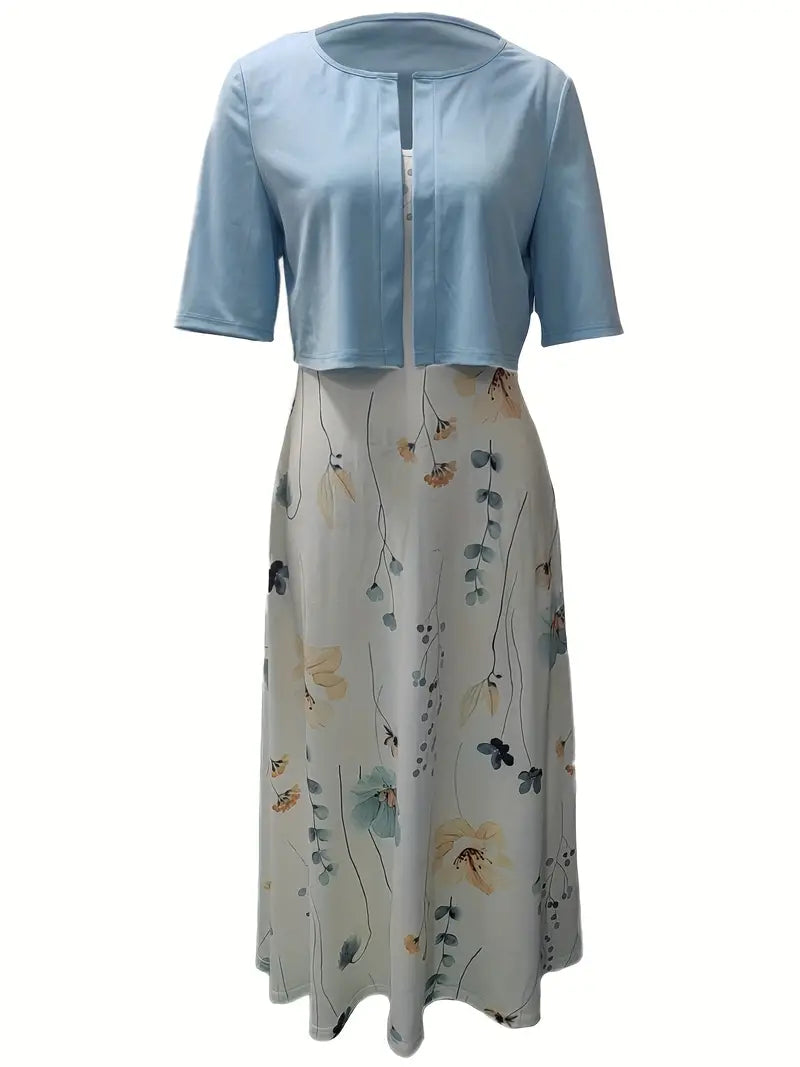 Floral Summer Dress Women | Two-Piece Set, Crop Top | Cotton Blend