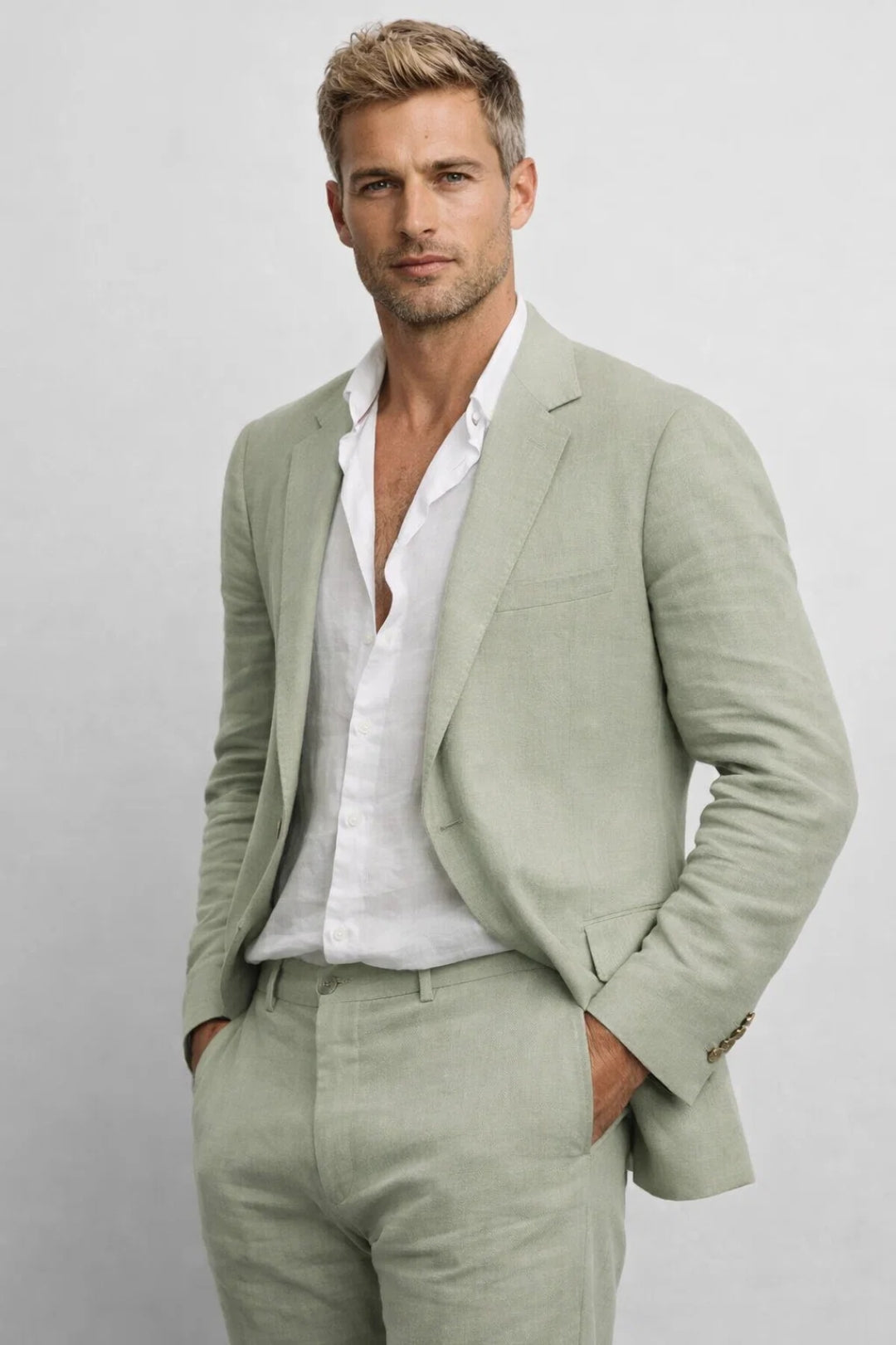 Men's Two-Piece Suit Set | Regular Fit, Round Neck | Tailored