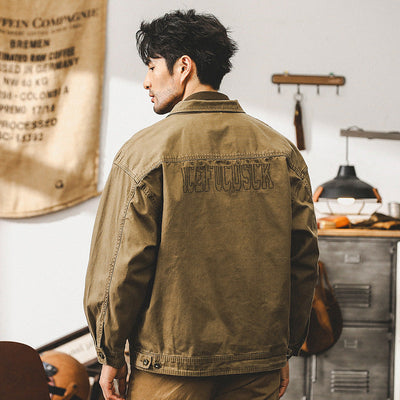 Maillard Retro Workwear Jacket – Heavyweight Fishbone Pattern Design