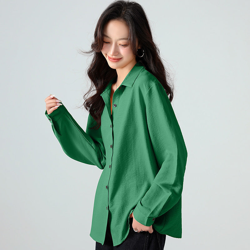 Loose Textured Long Sleeve Shirt – Casual All-Match Style