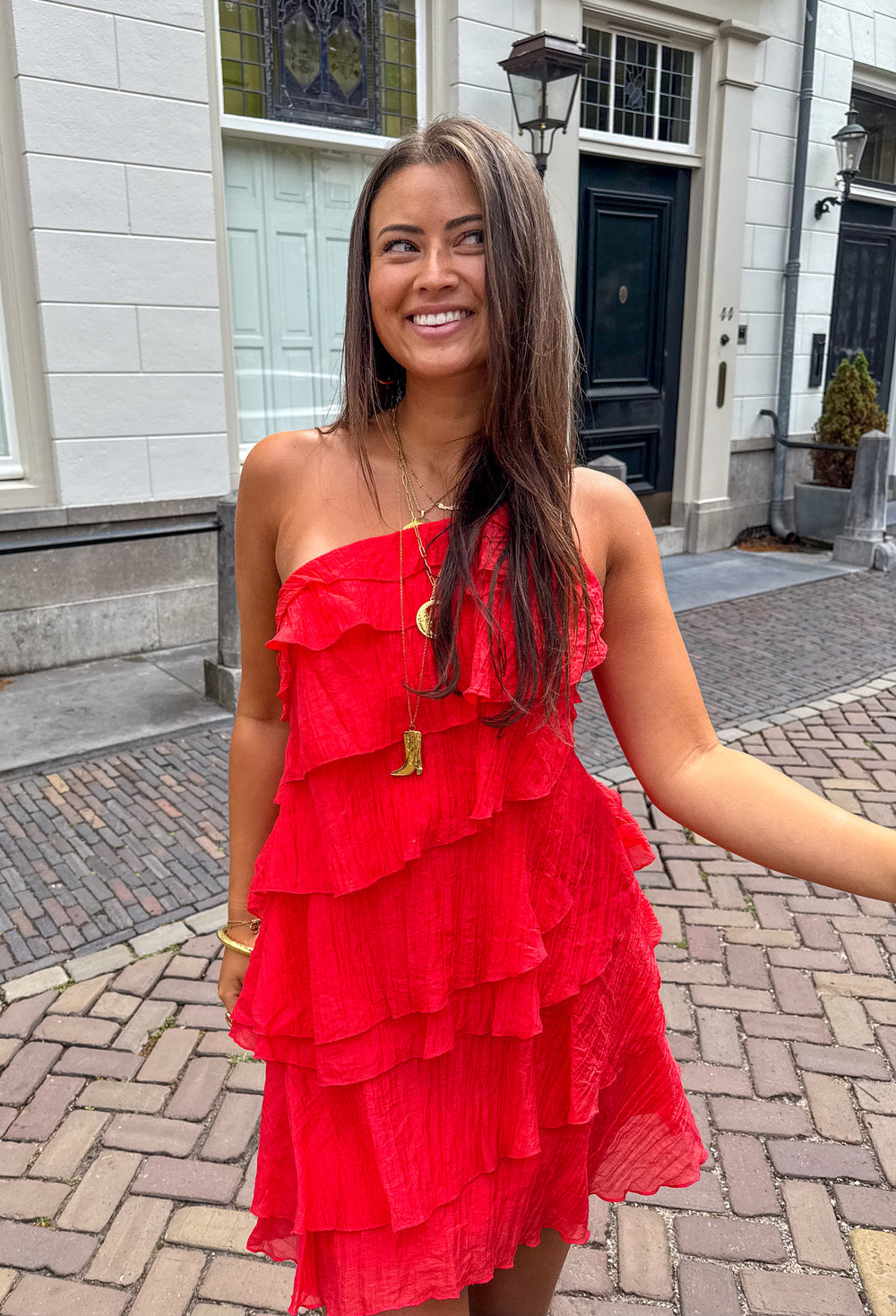 Women's Mini Dress | Asymmetrical Ruffle Design, Summer Casual