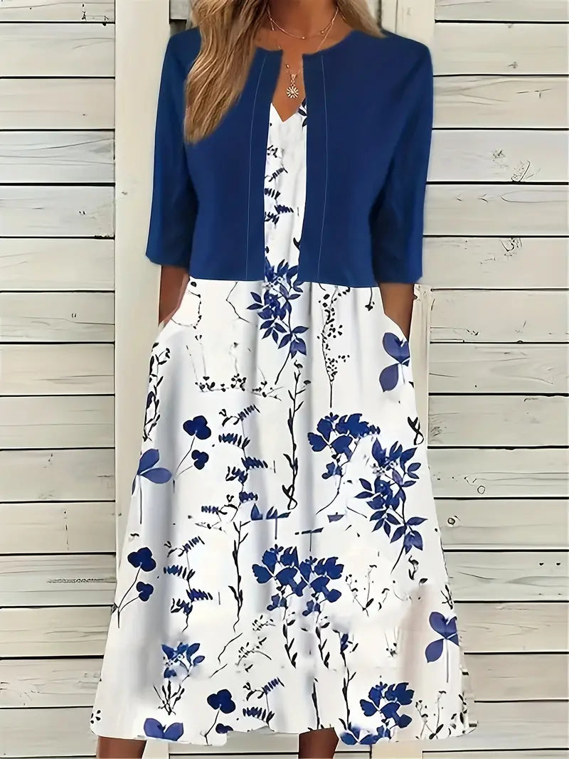 Floral Summer Dress Women | Two-Piece Set, Crop Top | Cotton Blend