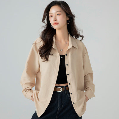 Loose Textured Long Sleeve Shirt – Casual All-Match Style