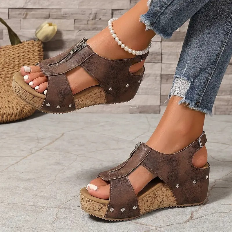 Women's Wedge Sandals | Wide Fit, Arch Support | Black