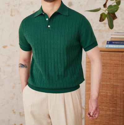 Heritage Breeze Polo – Retro Openwork Design in Pure Cotton