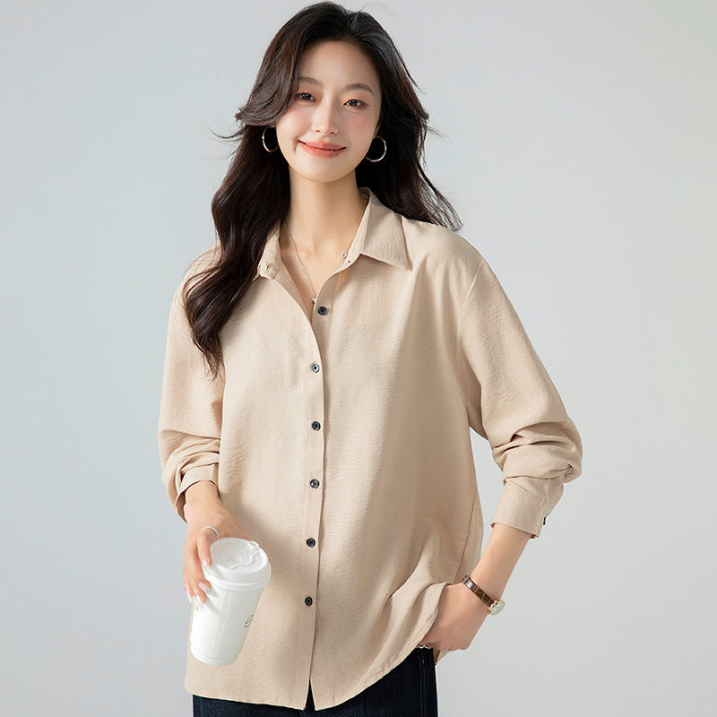 Loose Textured Long Sleeve Shirt – Casual All-Match Style