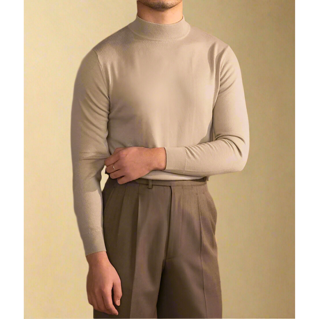 Men's Wool Roll-Neck Sweater - Classic - Elegant