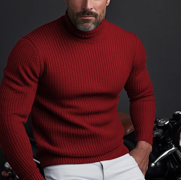 Men's Premium Turtleneck Sweater - Warm Knit - Long Sleeve - Classic Fit