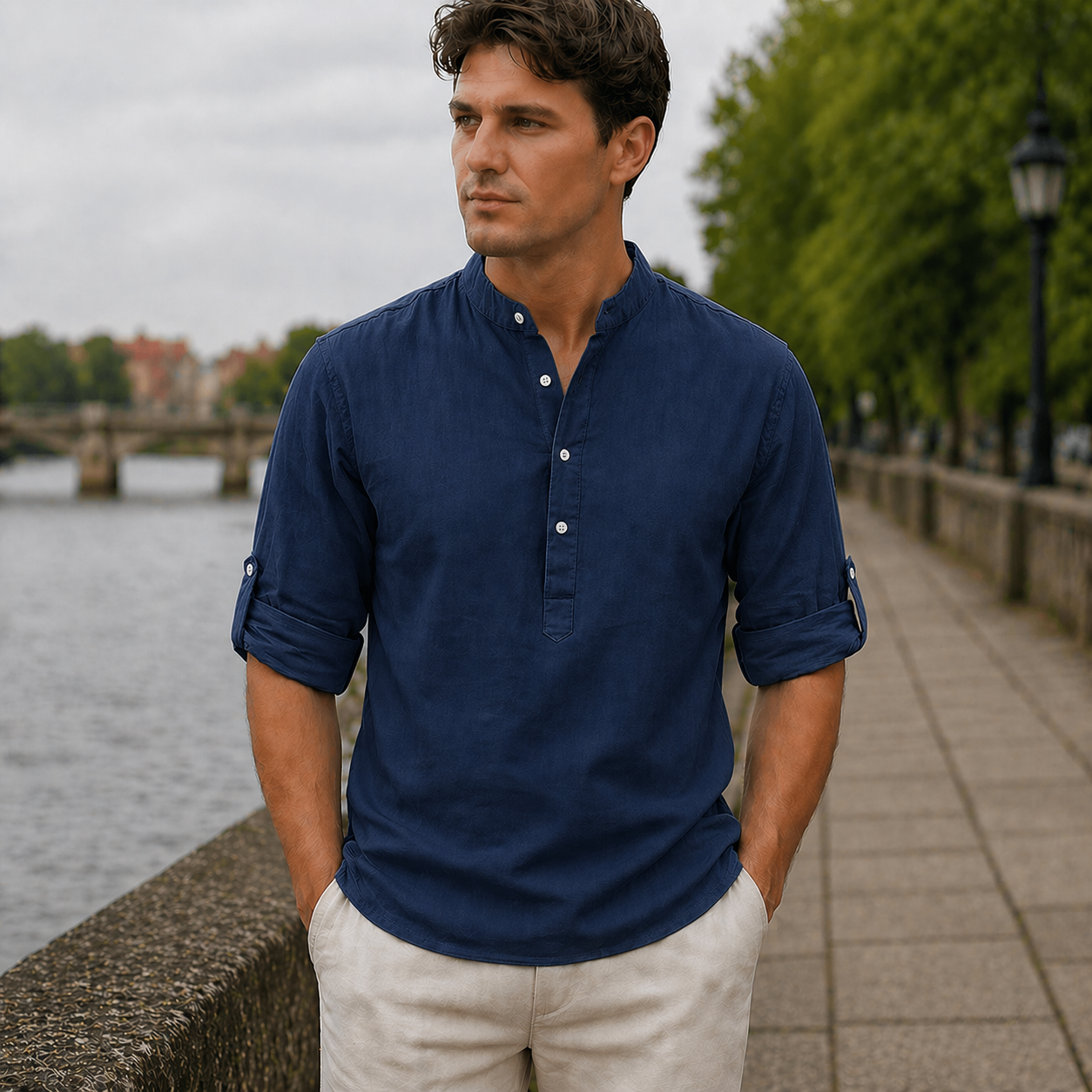 Men's Henley Shirt | Summer Casual | Breathable Linen