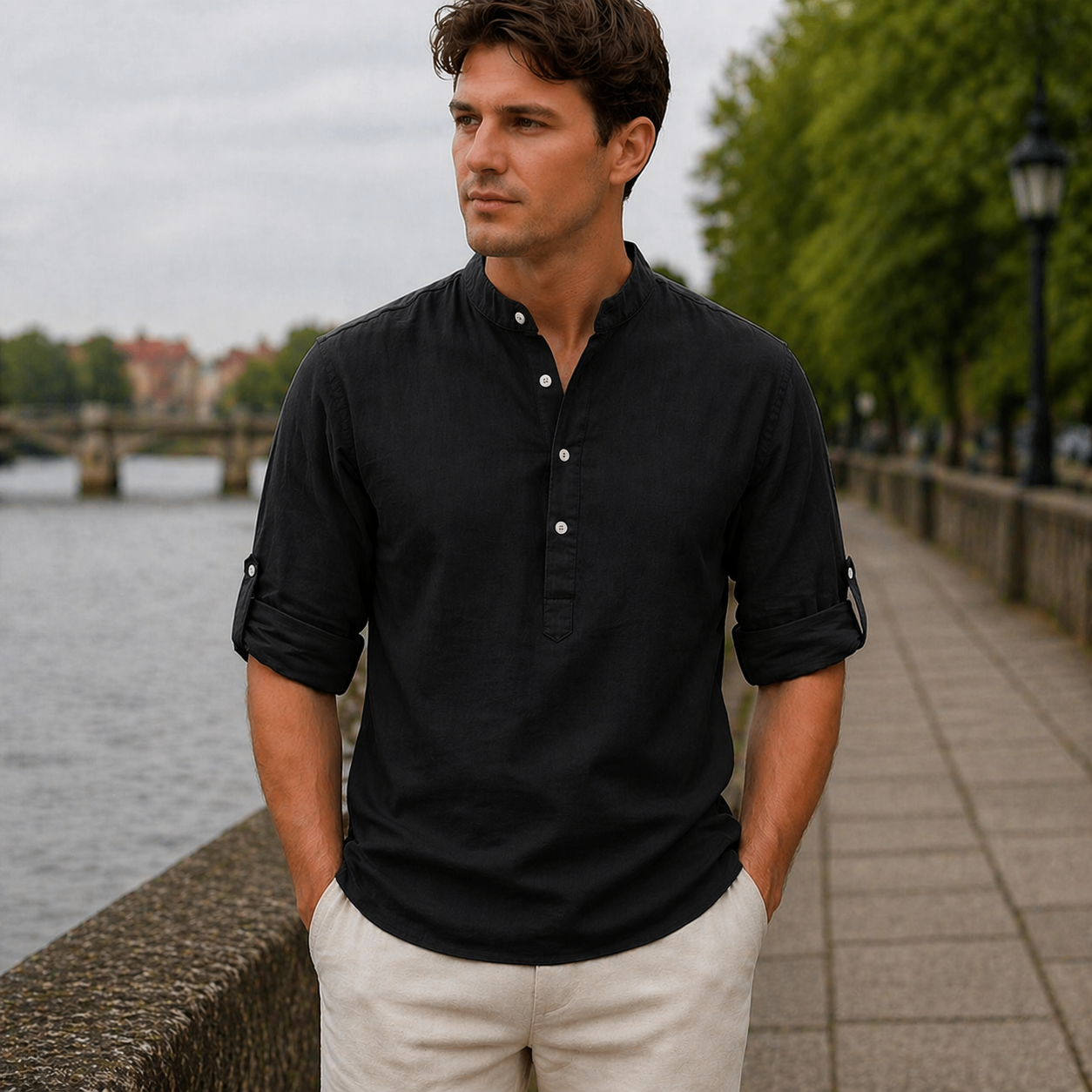 Men's Henley Shirt | Summer Casual | Breathable Linen