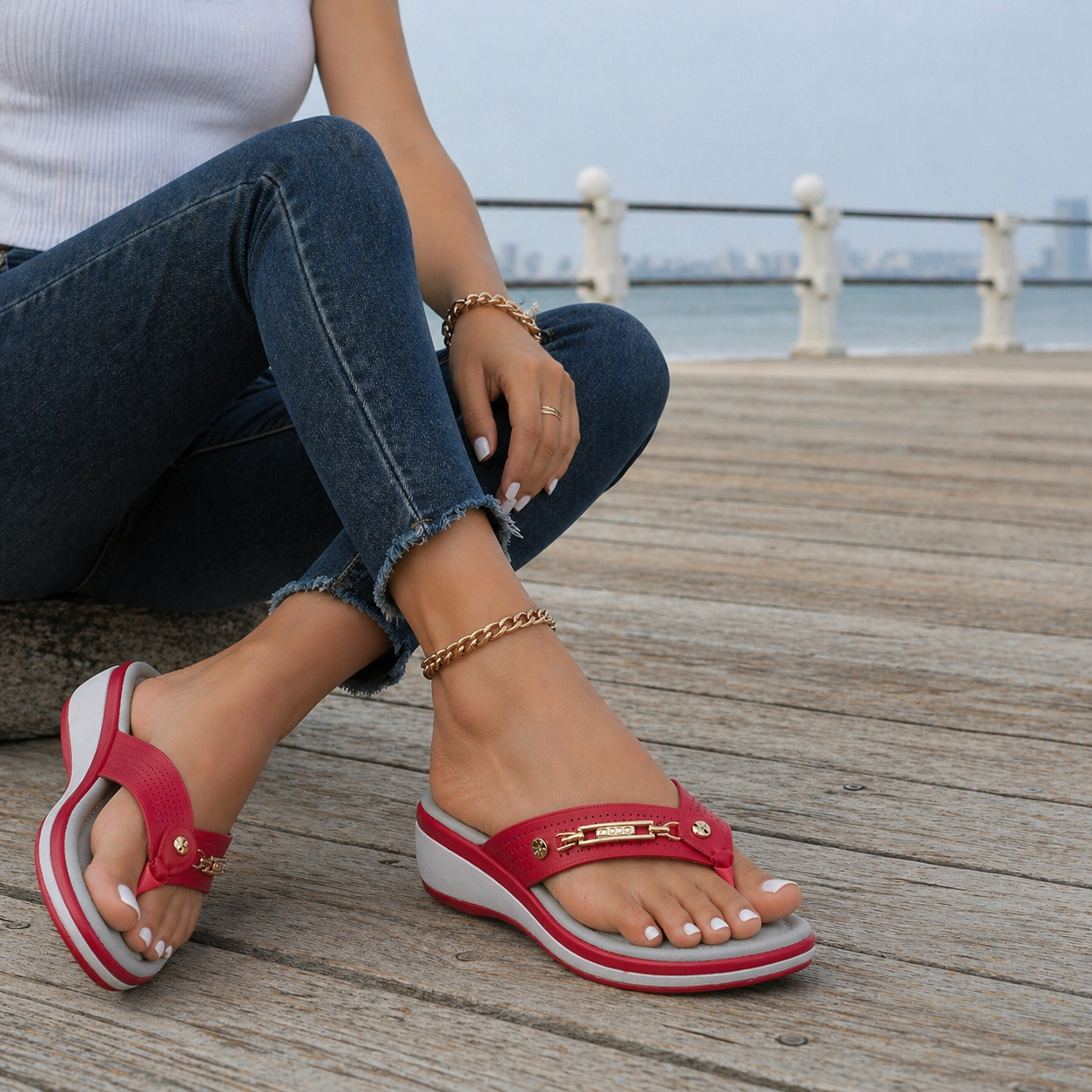 Women's Orthopedic Sandals | Comfortable Thong, Red