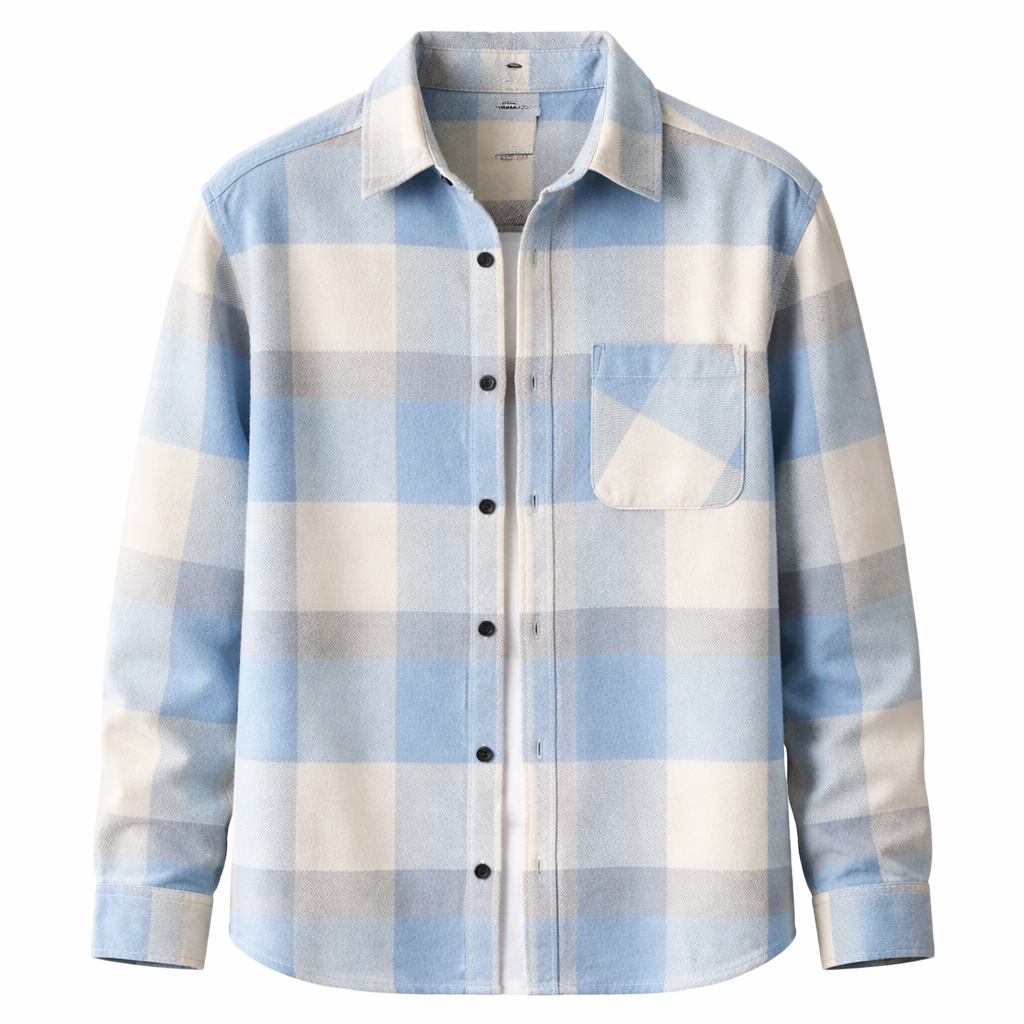 Blue Plaid Button-Up Shirt for Men | Stylish, Comfortable | Casual