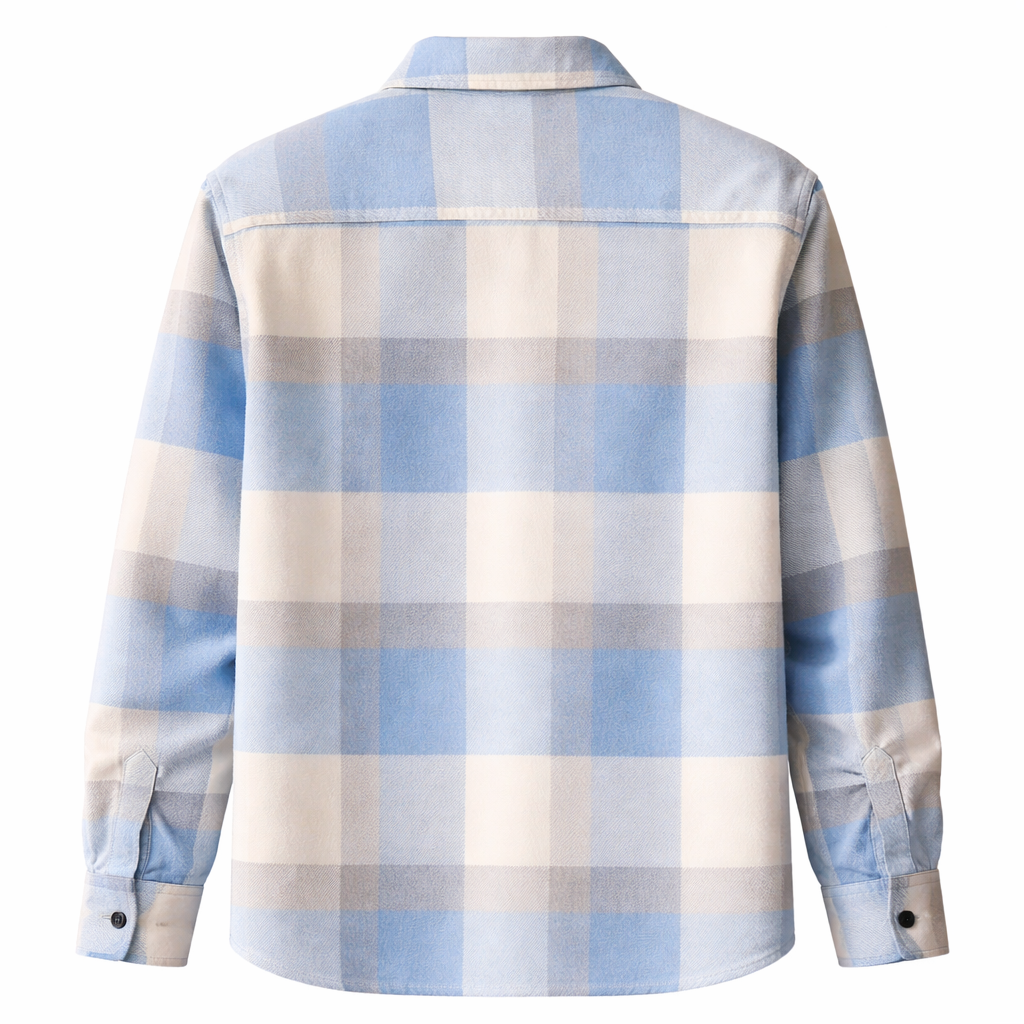 Blue Plaid Button-Up Shirt for Men | Stylish, Comfortable | Casual