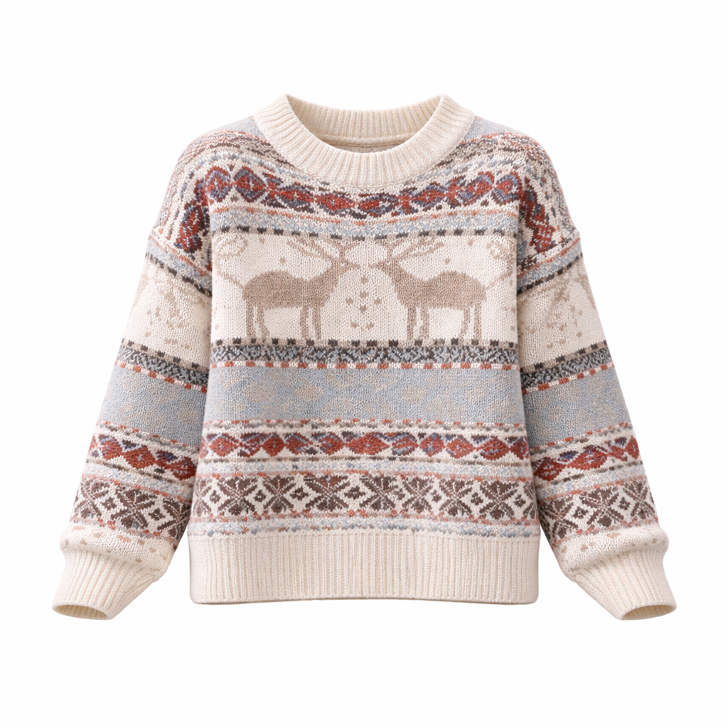 Women's Sweater | Cozy Winter Knit | Reindeer Design