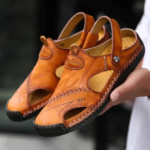 Men's Orthopedic Clogs | Leather Slip-Ons | Light Brown