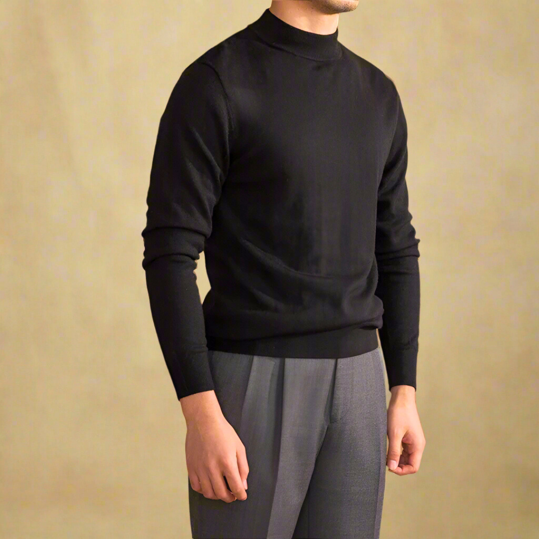 Men's Wool Roll-Neck Sweater - Classic - Elegant