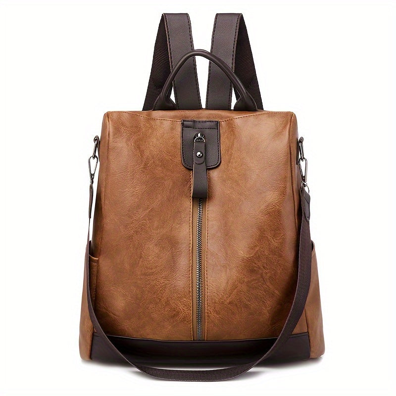 Anti-Theft Vegan Leather Shoulder Backpack