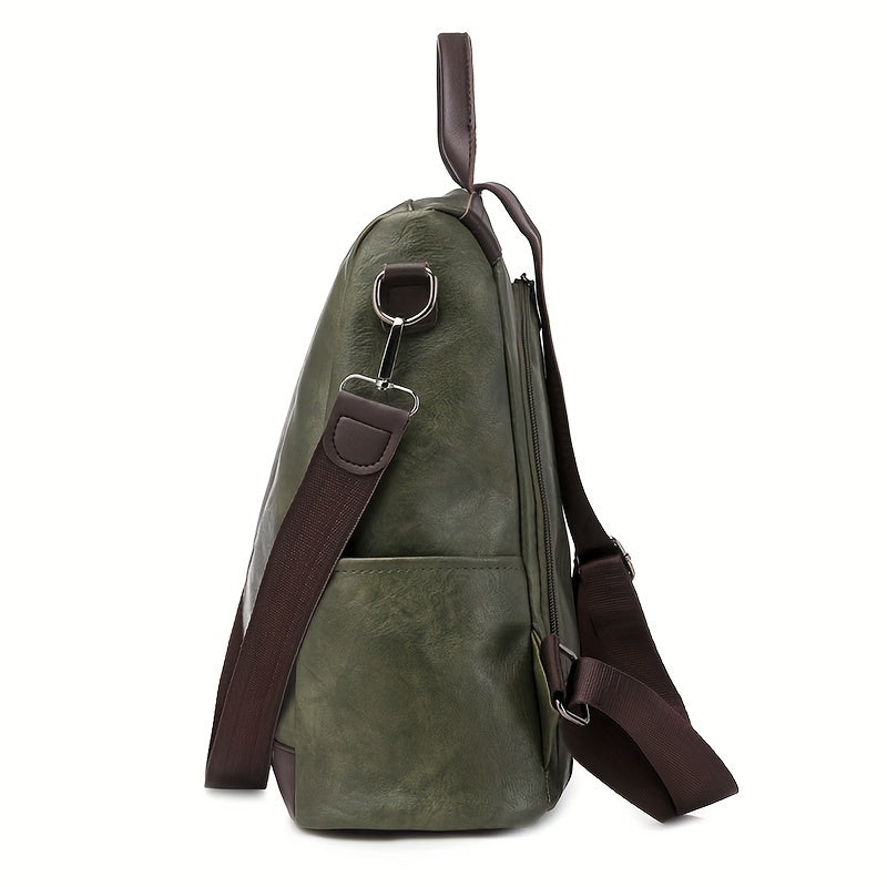 Anti-Theft Vegan Leather Shoulder Backpack