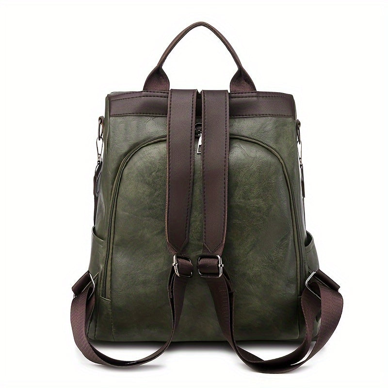 Anti-Theft Vegan Leather Shoulder Backpack