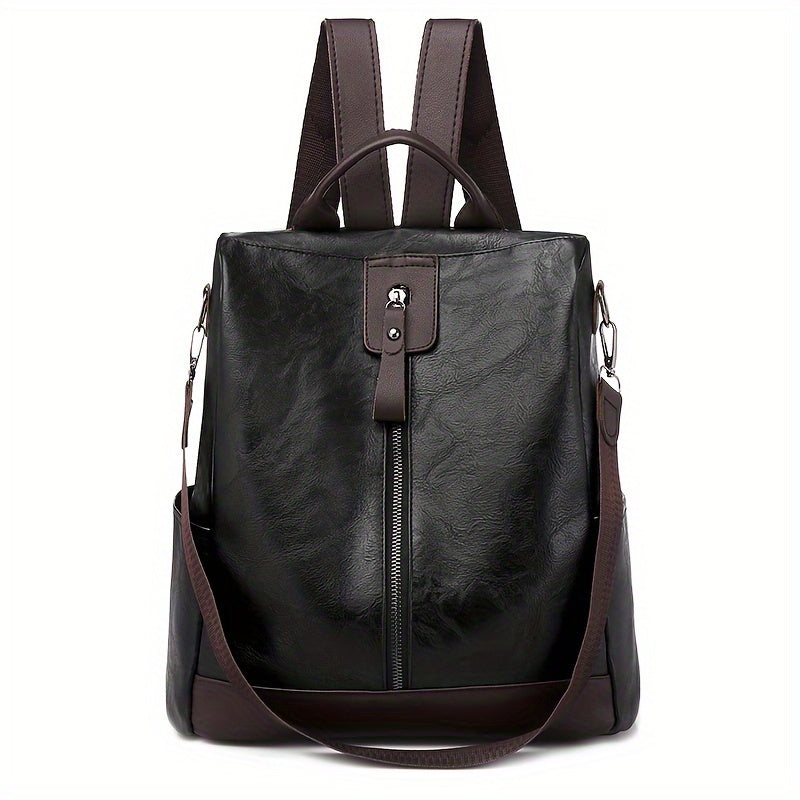 Anti-Theft Vegan Leather Shoulder Backpack
